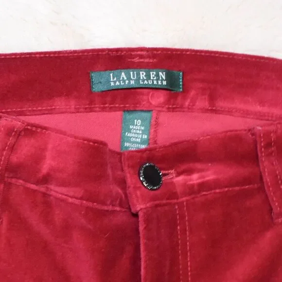 Lauren Ralph Lauren VTG 90s Bright Red Pant Sz 10 Velvety Soft Boot Cut Mid Rise - Picture 5 of 13